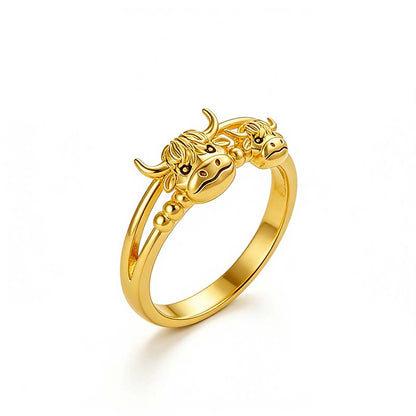 🏆Last Day Promotion 49% OFF 💕 ✨ Handcrafted Highland Cow 925 Sterling Silver Adjustable Ring