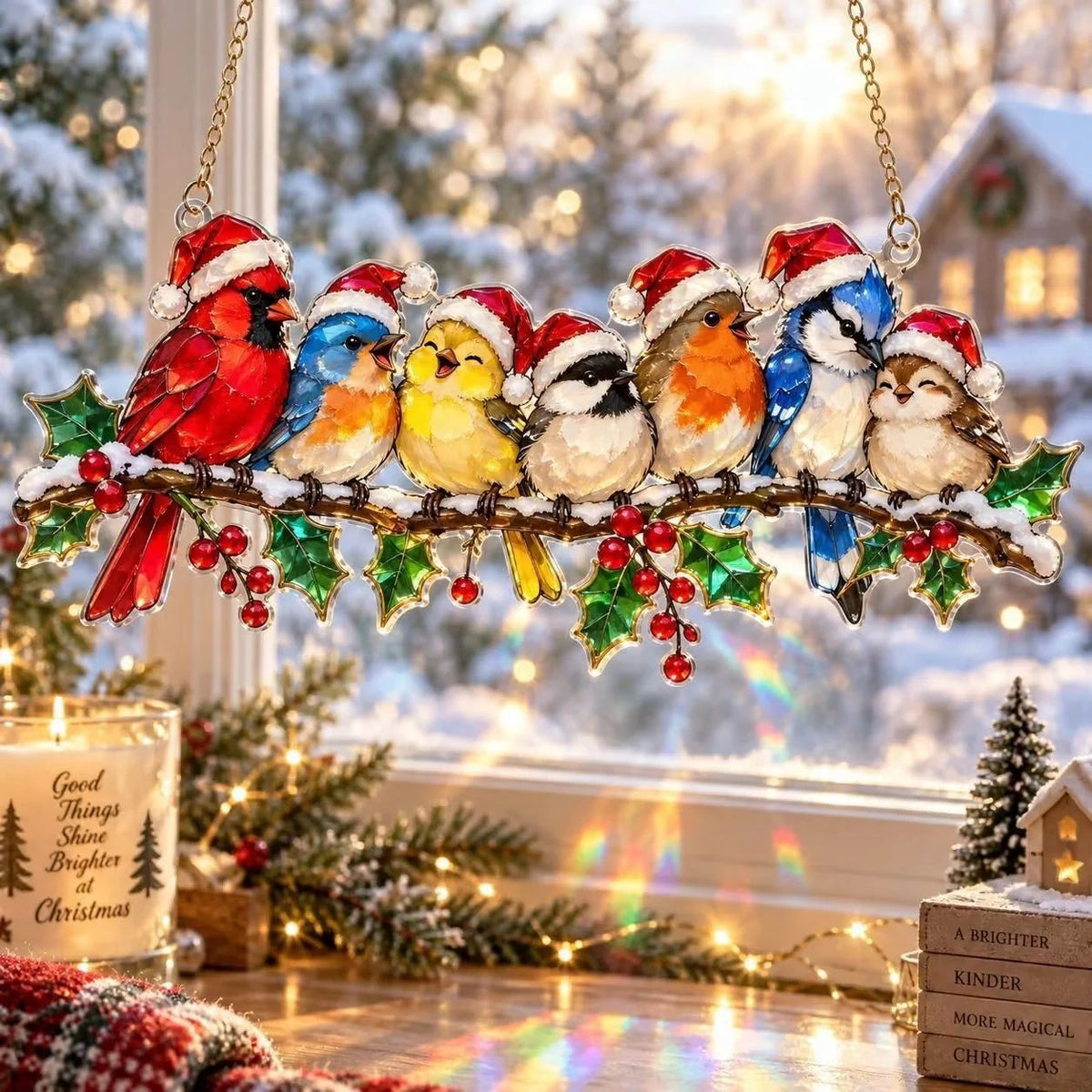 ✨ Whimsical Winter Suncatchers(11 types) | Shatterproof "Stained-Glass" Window Hangings 🎄