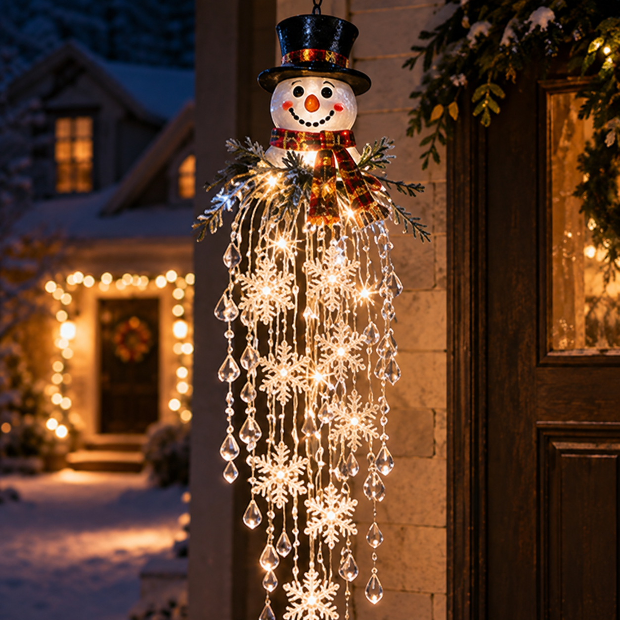 Crystal Cascade Christmas Light™ – Hanging Snowflake & Crystal LED Porch Décor ✨❄️