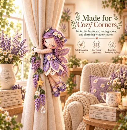 🌸Fairy Hug Crochet Curtain Tiebacks – 5 Magical Little Fairies to Hold Your Curtains & Brighten Your Day
