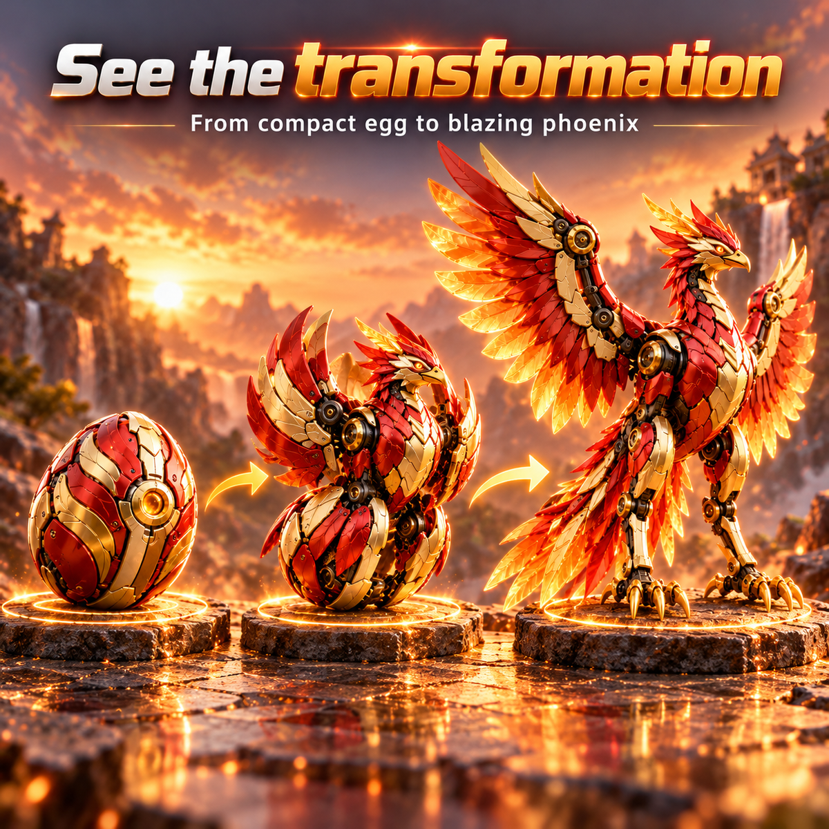 🐦‍🔥 2-in-1 Transforming Mechanical Phoenix Egg – Winged Fantasy Figure
