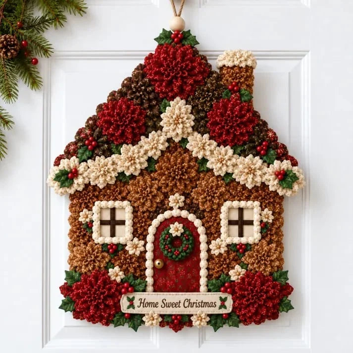 🎄✨Christmas Fabric Flower Door Hanging DIY Kit – Layered Holiday Décor