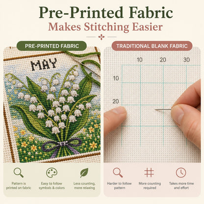 🧵 Beginner-Friendly 12-Month Seasonal Embroidery DIY Kit | 8 Theme Collections with Pre-Printed Fabric, Floss, Needles & Complete Stitching Guide Included 💕
