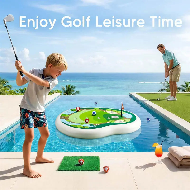 🏌️Inflatable Golf Pool Toys, Fun Swimming Pool Game, Floating Water Chipping Green W/Sticky Balls