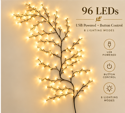 ✨ Flexible LED Branch Lights | Remote-Controlled Holiday Wall Decor