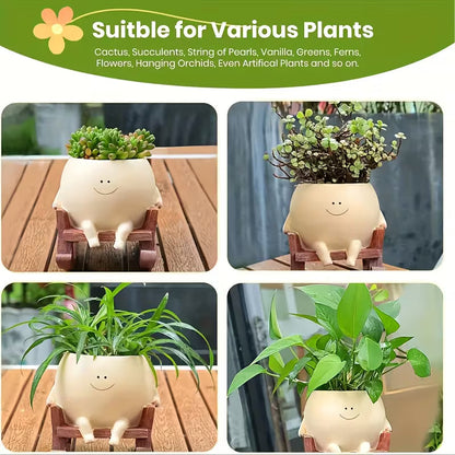 🎉Buy 2 Free Shipping😊Smiley rocking chair flower pot