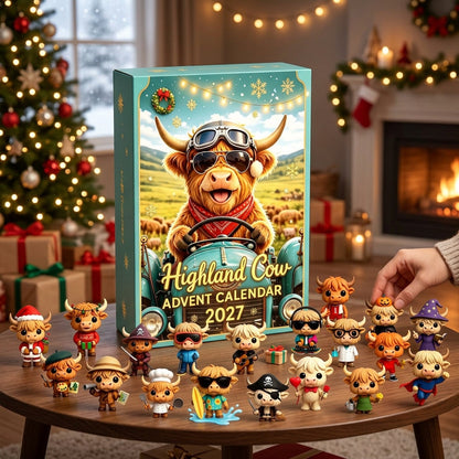 🐮 Highland Cow Advent Calendar 2027 | Cute 3D Highland Cow Mini Figurines Advent Box