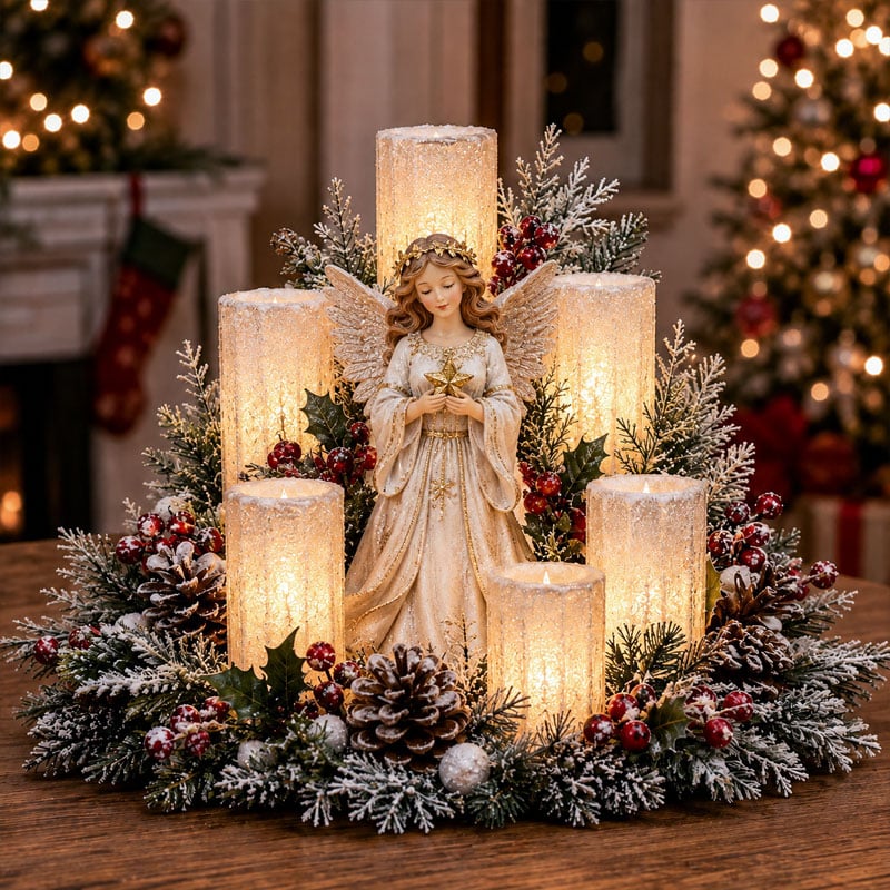 Angel Christmas candlelight centerpiece