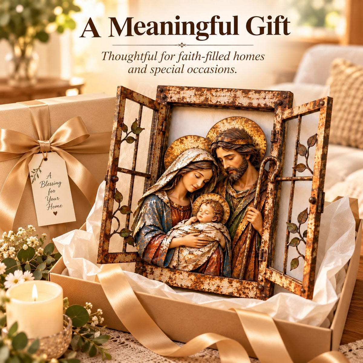 Holy Family Window-Style Wall Decor