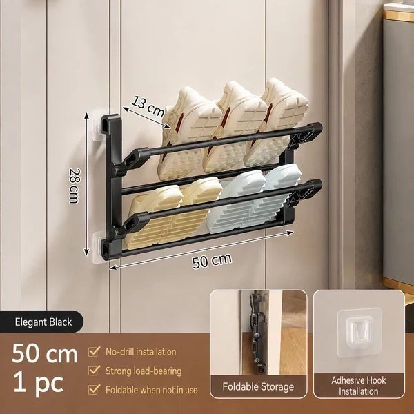 🪑 Foldable Wall‑Mounted Shoe Rack｜Space‑Saving Hanging Slipper Holder for Entryway Bathroom RV