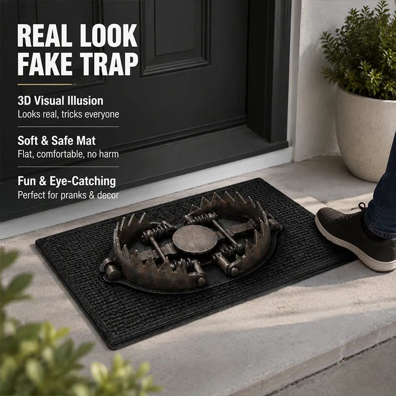 🔥HOT SALE 49% OFF😂 Gotcha! 3D Bear Trap Illusion Doormat – Funny Prank Entry Mat