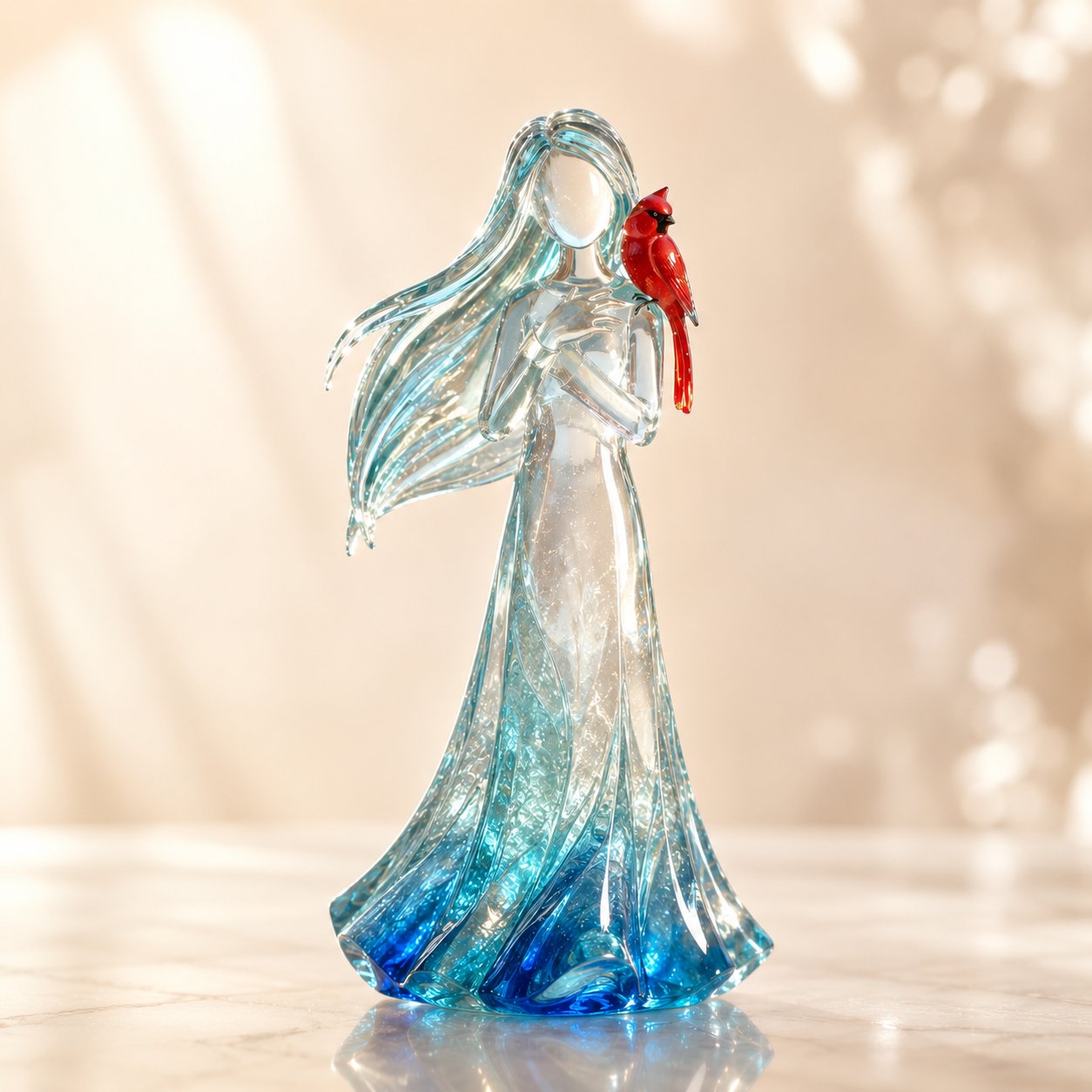 🐦 Cardinal Memorial Woman Figurine – ❤️ Crystal-Inspired Remembrance Gift for Loved Ones