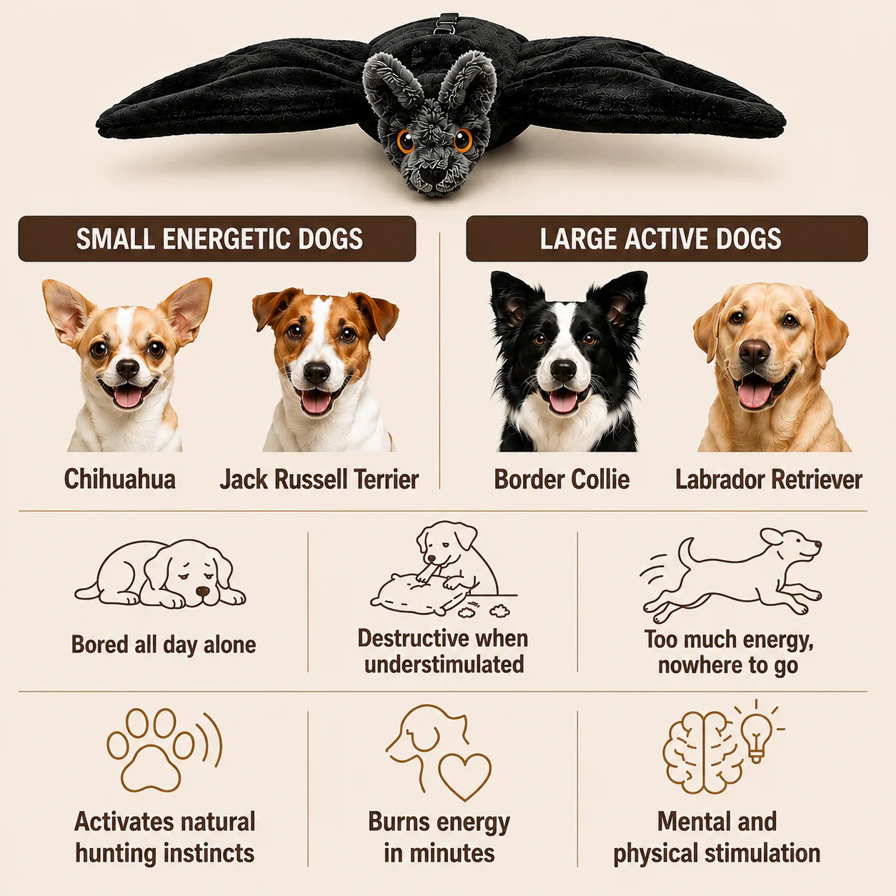 🦇 Electric Flapping Bat Dog Toy | Interactive USB Rechargeable Plush with Remote Control & Catnip Pocket