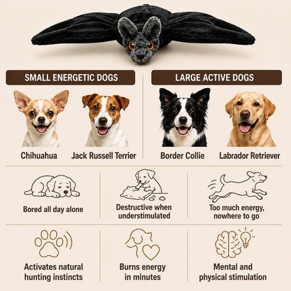 🦇 Electric Flapping Bat Dog Toy | Interactive USB Rechargeable Plush with Remote Control & Catnip Pocket
