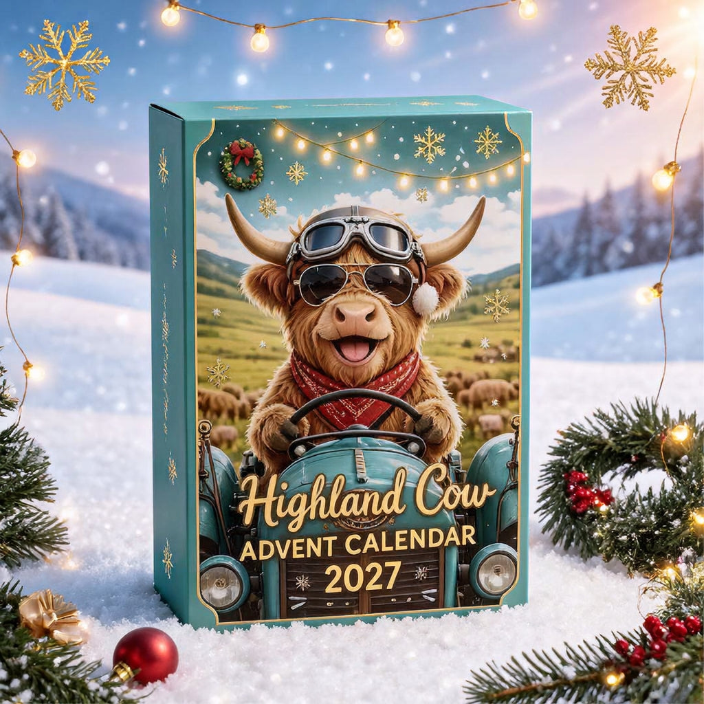 🐮 Highland Cow Advent Calendar 2027 | Cute 3D Highland Cow Mini Figurines Advent Box