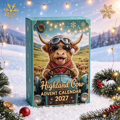 🐮 Highland Cow Advent Calendar 2027 | Cute 3D Highland Cow Mini Figurines Advent Box