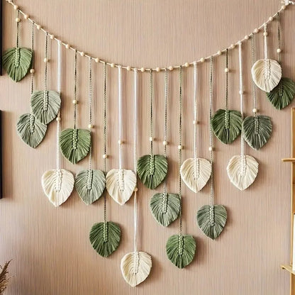 Bohemian macrame leaf wall hanging