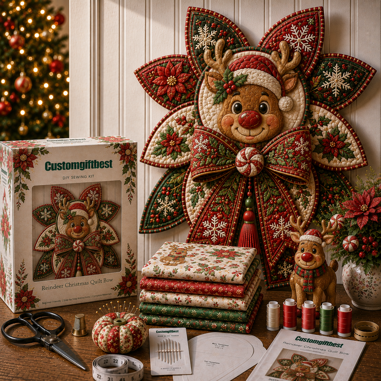 Christmas Quilt Bow DIY Sewing Kit
