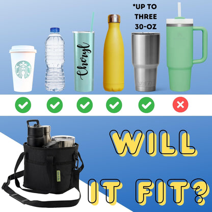 🔥🔥Family Size 4 Compartment Bottle Holder with Strap Adjustable Insert Fits Large and Small Drinks