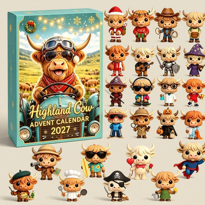 🐮 Highland Cow Advent Calendar 2027 | Cute 3D Highland Cow Mini Figurines Advent Box