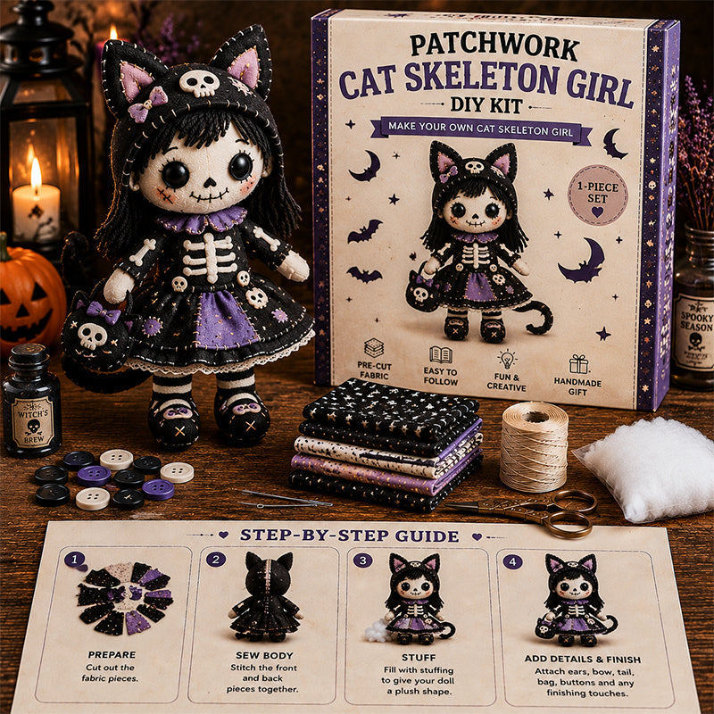 🔥HOT SALE 49% OFF🎃🧙‍♀️Patchwork Skeleton Witch Girl DIY Kit👻🦴