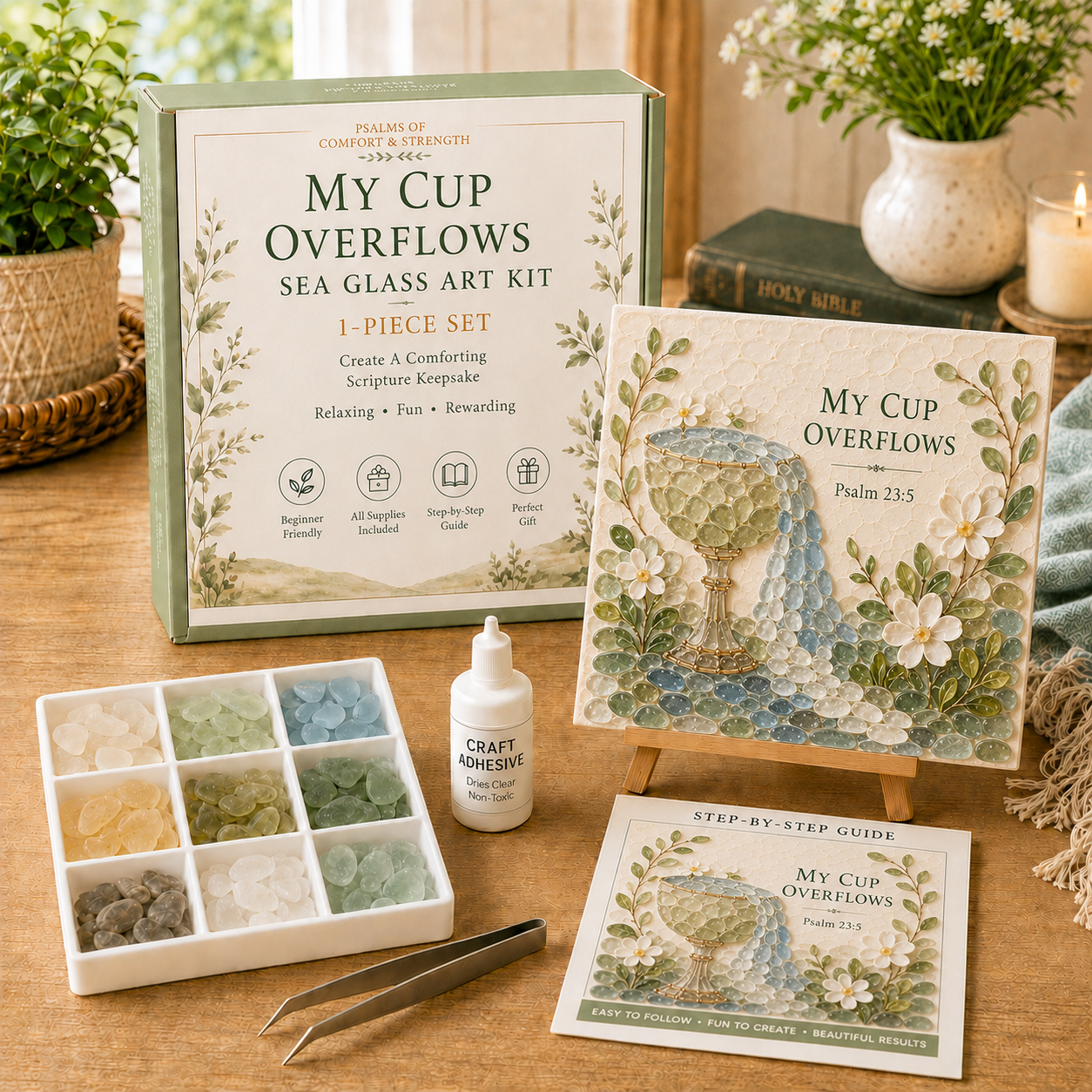 🔥 LAST DAY 49% OFF✝️ Psalms of Comfort & Strength Sea Glass Art Kit