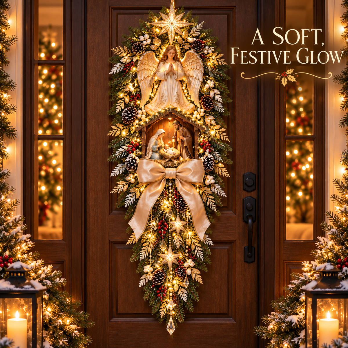 ✨ Last Day 49% OFF✝️✨Angel & Nativity Scene Wreath Christmas Wall Hanging
