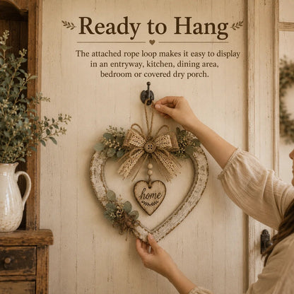 🤎Rustic Farmhouse Heart Wall Decor with “Home” Sign