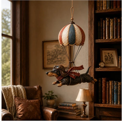 Vintage Flying Dachshund Hot Air Balloon Decor