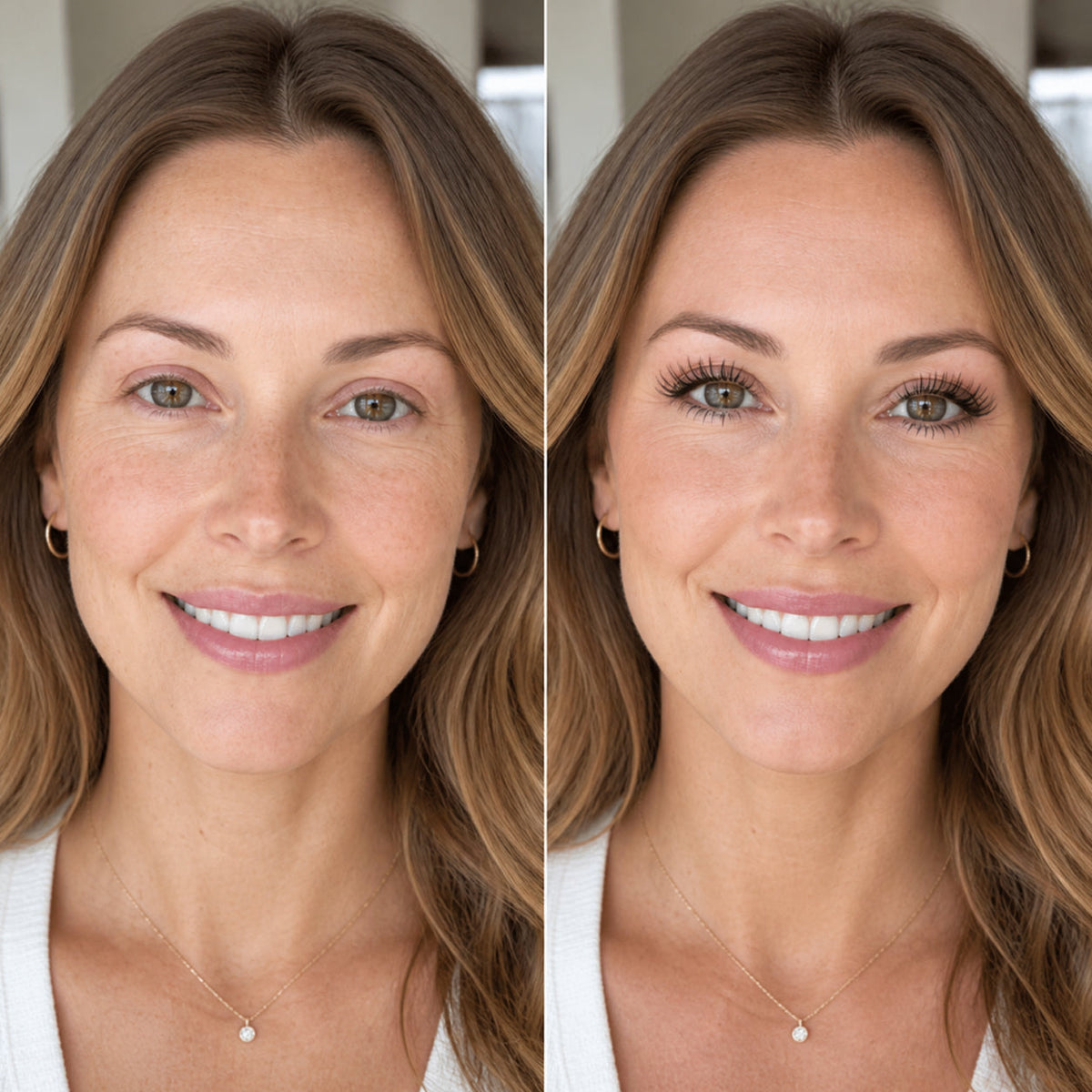 Natural mascara before and after