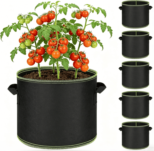 ⭐🌱 5-Pack 5 Gallon Grow Bags – Heavy Duty Aeration Fabric Pots with Handles for Vegetables, Flowers & Fruits 🪴