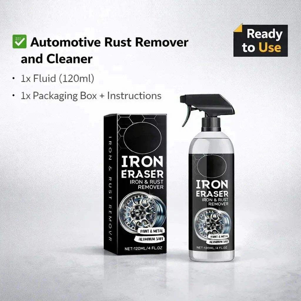 🚘✨️Iron Eraser Spray – 💪🏼Heavy-Duty Iron Remover For Wheel & Paint🏁 | Aluminum-Safe No Damage Restore Gloss✨