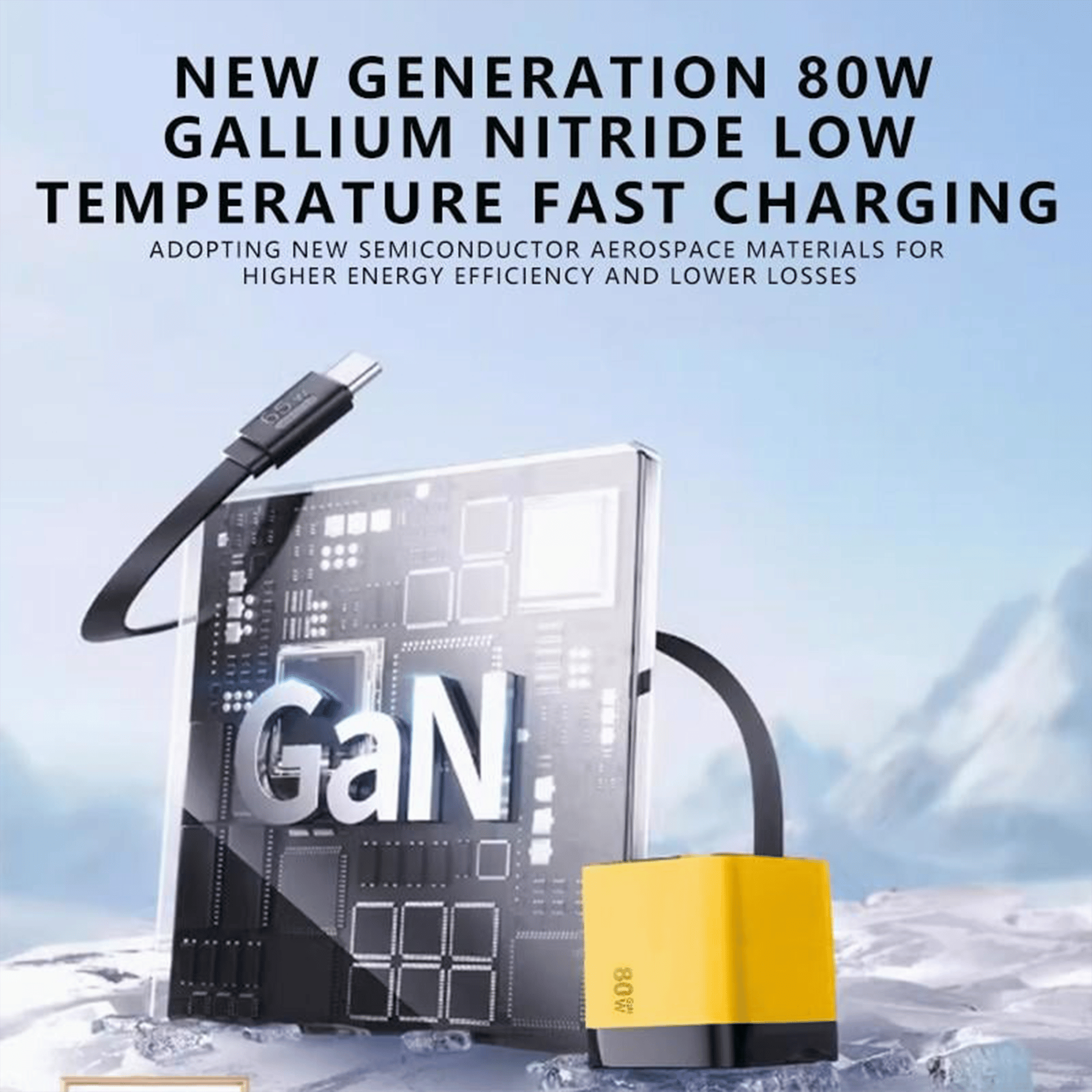 3 in 1 GaN Charger,Scalable 80W MAX fast charger module with Type-C cable and 2 USB ports