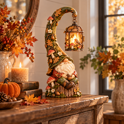 ✨Last Day 49% OFF✨Enchanted Forest Gnome Lantern – Woodland Bird & Mushroom Lighted Decor