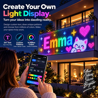 ✨ Turn Your Balcony Into A Giant LED Light Show! 🎄 Smart 400 LEDs Animated Mesh Screen 🎆📱