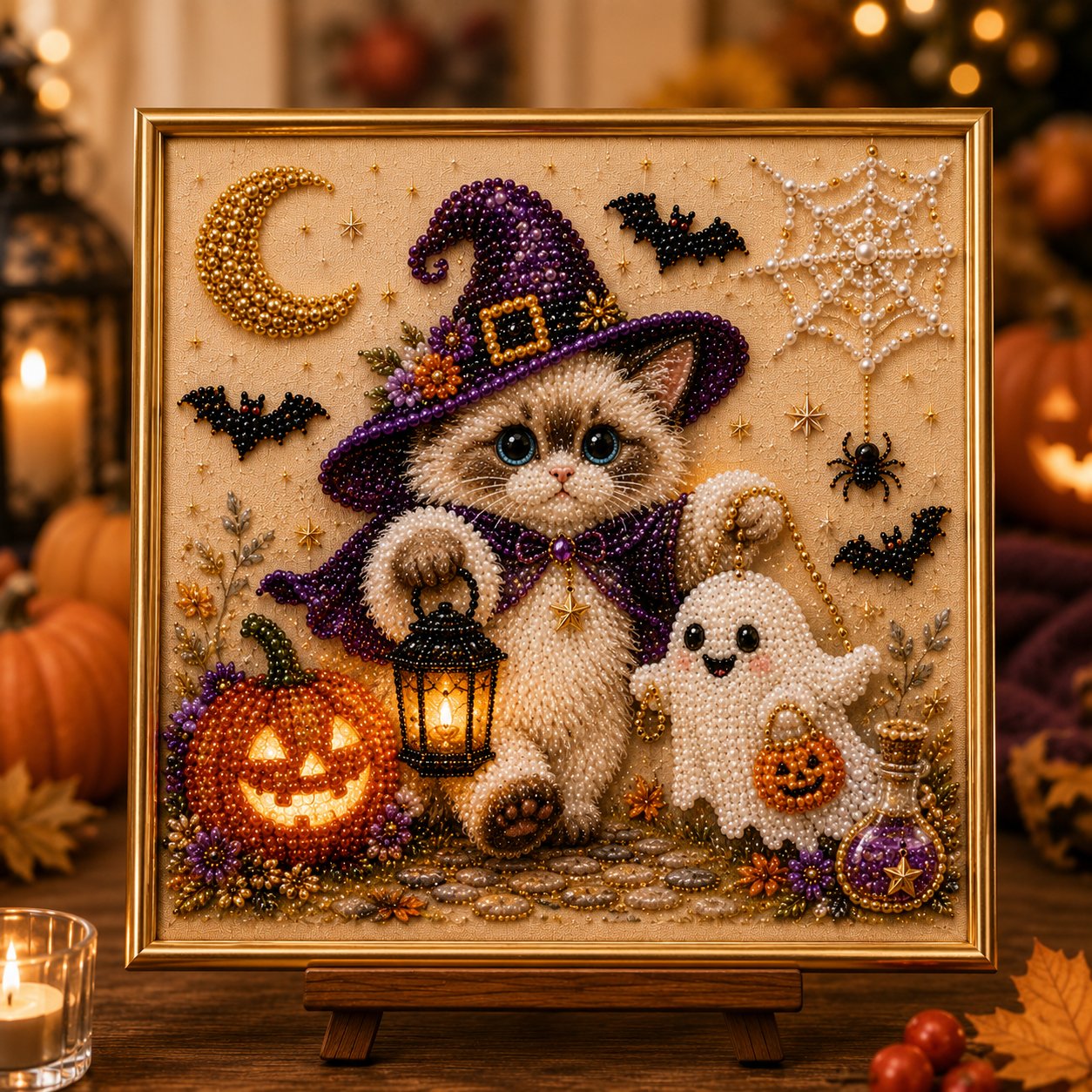 DIY Halloween Cat Pearl Bead Painting Kit 🐈‍⬛🎃