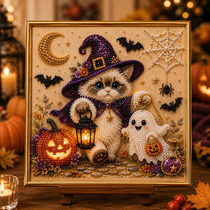 DIY Halloween Cat Pearl Bead Painting Kit 🐈‍⬛🎃