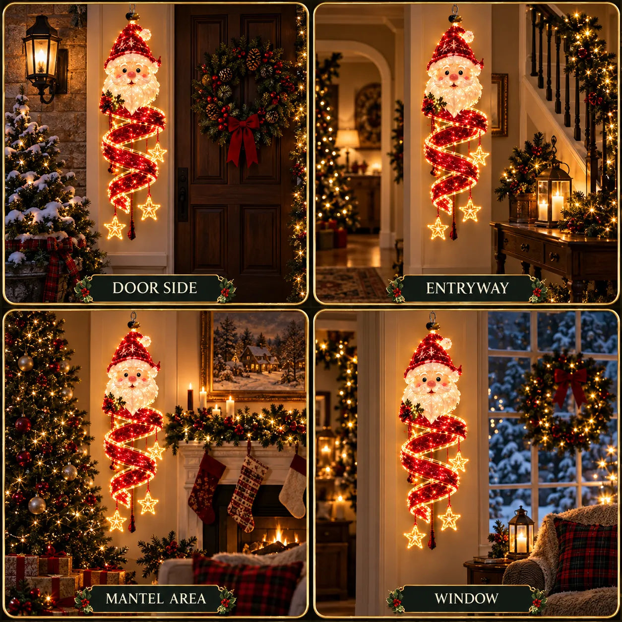⏳ Last Day 49% OFF – 🎄Christmas Magic Spiral™ Hanging LED Light Collection – 9 Festive Designs ✨ | Suspended Glowing Characters with Spiral Lights & Hanging Details for Porches, Windows, Entryways & Holiday Displays