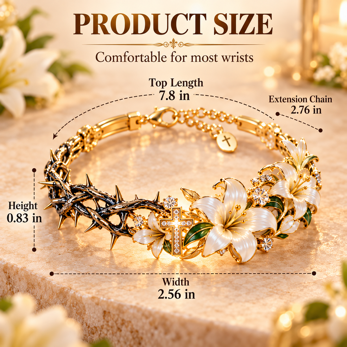 ✝️ Crown of Thorns & Lily Faith Bracelet™ – Christian Cross Bracelet 🌿