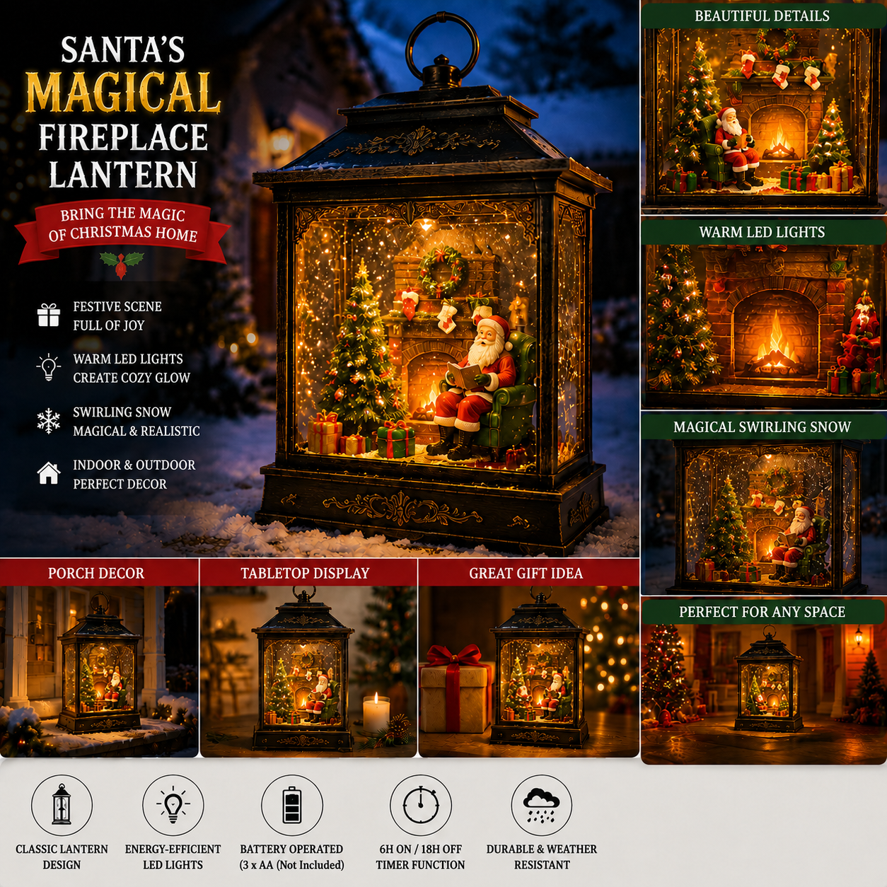 🎅 Santa’s Magical Fireplace Lantern-🎄 Bring the Magic of Christmas Home ✨
