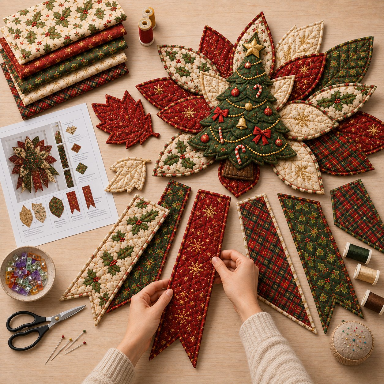 🎄Beginner-Friendly Oversized Christmas Character Quilted Door Hanger Sewing Kit | Complete Kit with All Tools & Step-by-Step Guide Included 💕