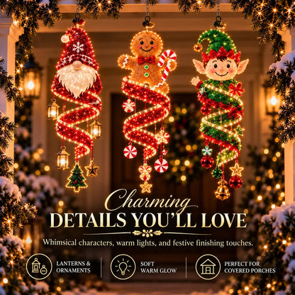⏳ Last Day 49% OFF – 🎄Christmas Magic Spiral™ Hanging LED Light Collection – 9 Festive Designs ✨ | Suspended Glowing Characters with Spiral Lights & Hanging Details for Porches, Windows, Entryways & Holiday Displays