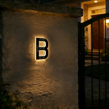 Solar Lighted House Numbers 9 Inch Waterproof LED Address Signs for Outside Modern House Numbers