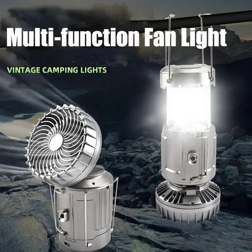 🔥3 in 1 Portable Solar Outdoor Led Camping Lantern with Fan