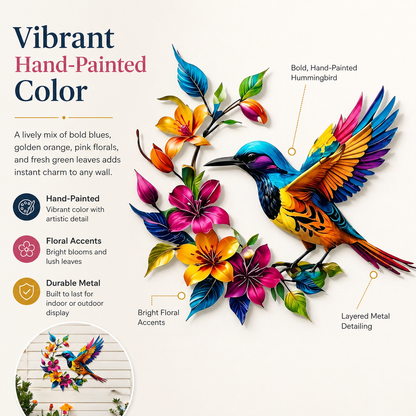 💖Hummingbird Bloom Metal Wall Art