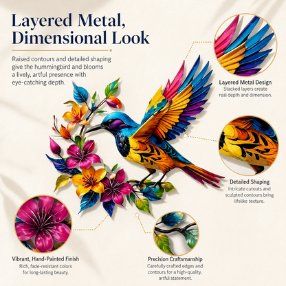 💖Hummingbird Bloom Metal Wall Art
