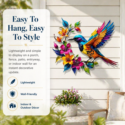 💖Hummingbird Bloom Metal Wall Art