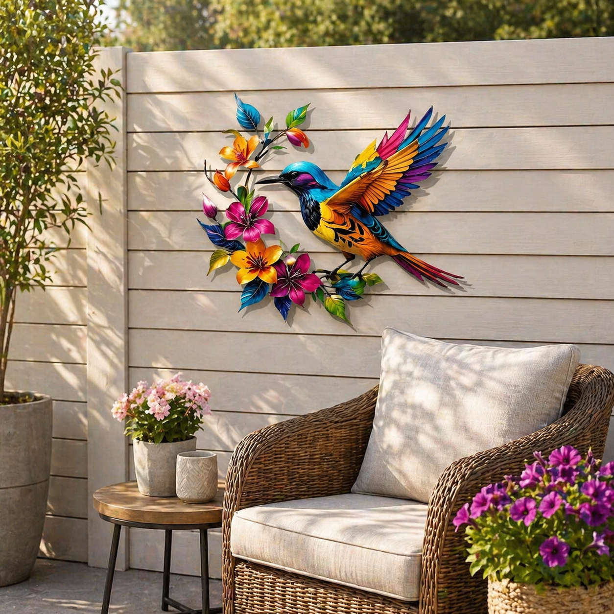 💖Hummingbird Bloom Metal Wall Art