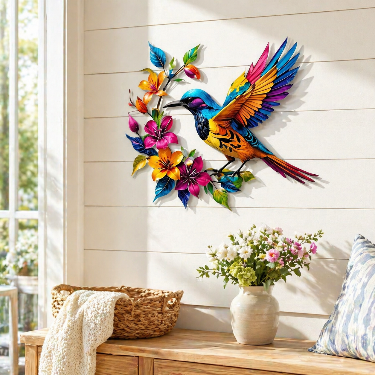 💖Hummingbird Bloom Metal Wall Art