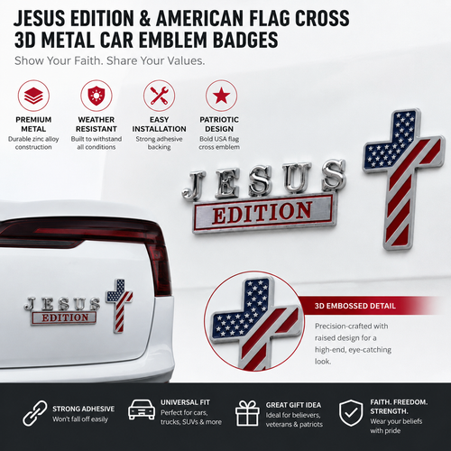 🔥LAST DAY 50% OFF - Blessed Jesus Edition™ Cross Emblem Metal Badge